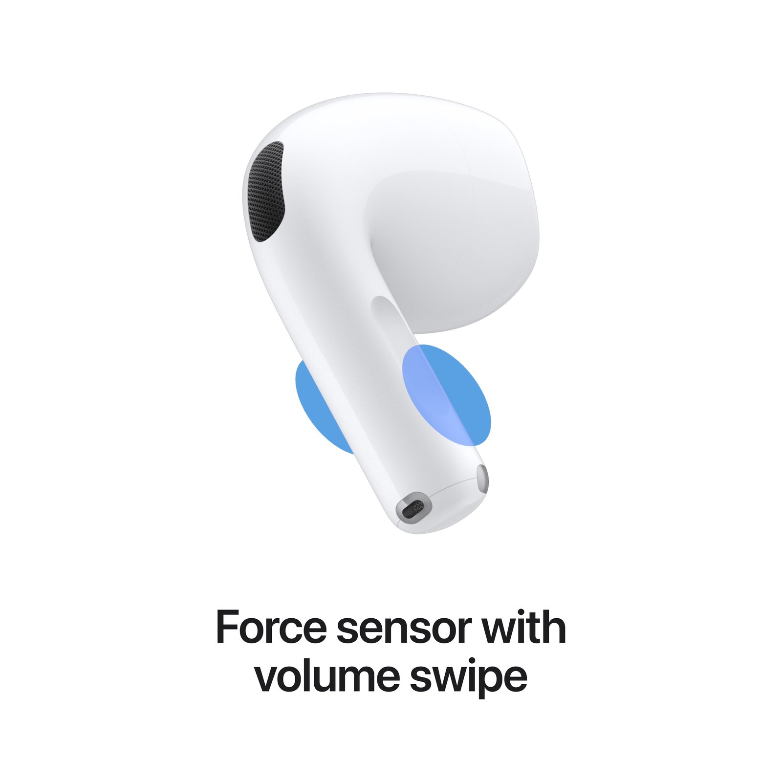 Force sensor with volume swipe.