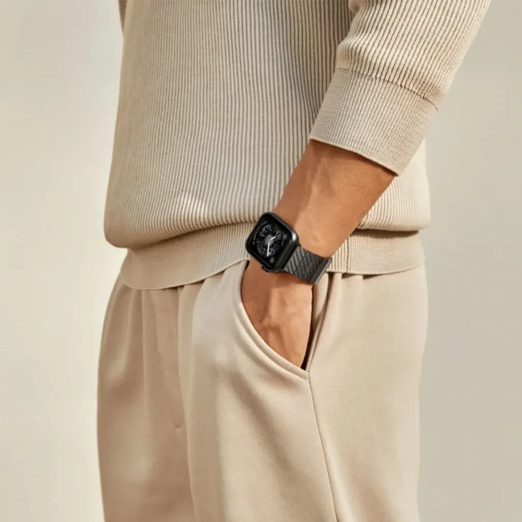 PITAKA Carbon Fiber Apple Watch Band Modern - BlackGrey Twil-9.webp