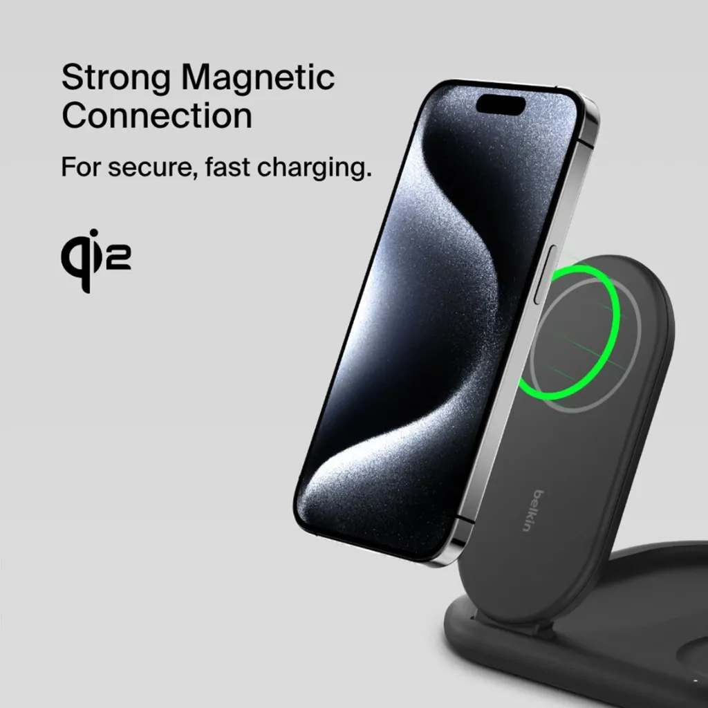 belkin BoostCharge 3-in-1 Magnetic Foldable Wireless Charger with Qi2 15W Black-9.webp