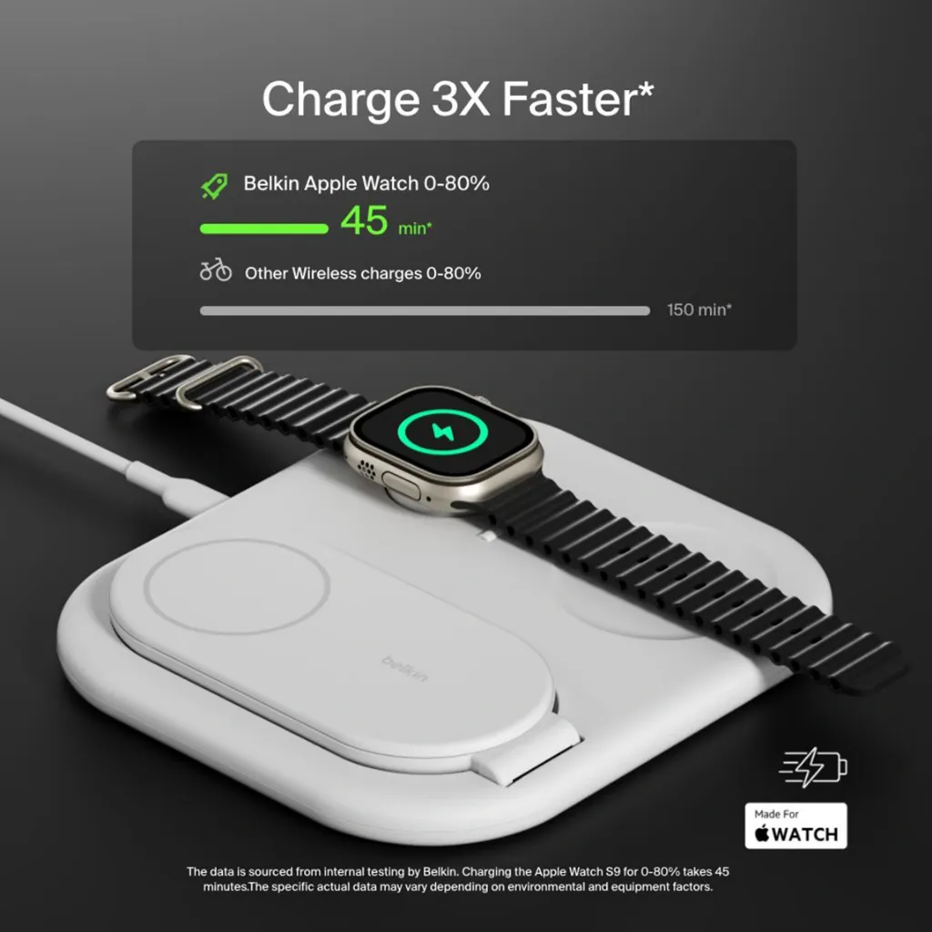 belkin BoostCharge 3-in-1 Magnetic Foldable Wireless Charger with Qi2 15W White-4.webp