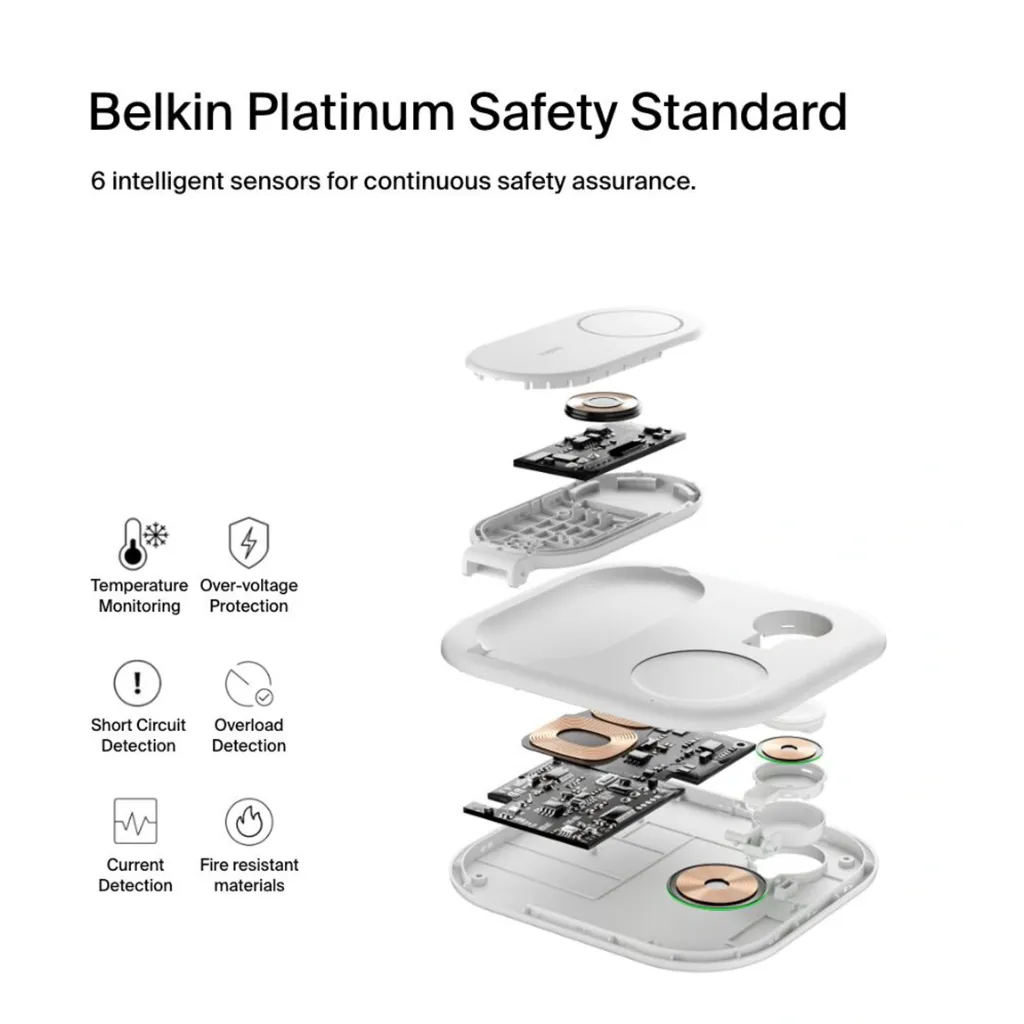 belkin BoostCharge 3-in-1 Magnetic Foldable Wireless Charger with Qi2 15W White-7.webp