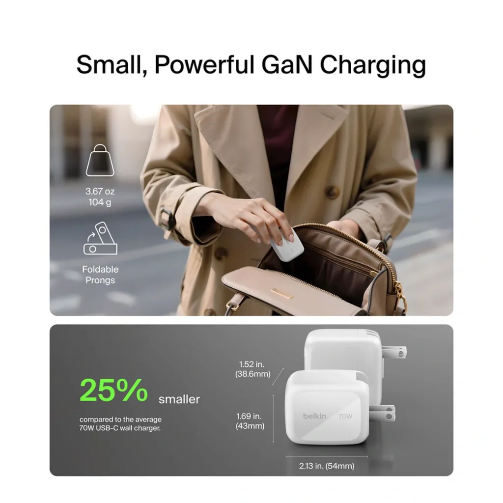 belkin BoostCharge Pro 3-Port GaN Wall Charger 70W -5.webp