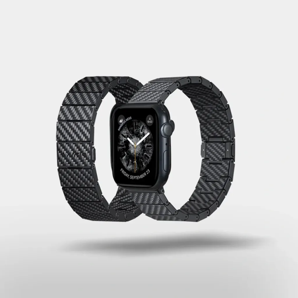 PITAKA Carbon Fiber Apple Watch Band Modern - BlackGrey Twil-7.webp