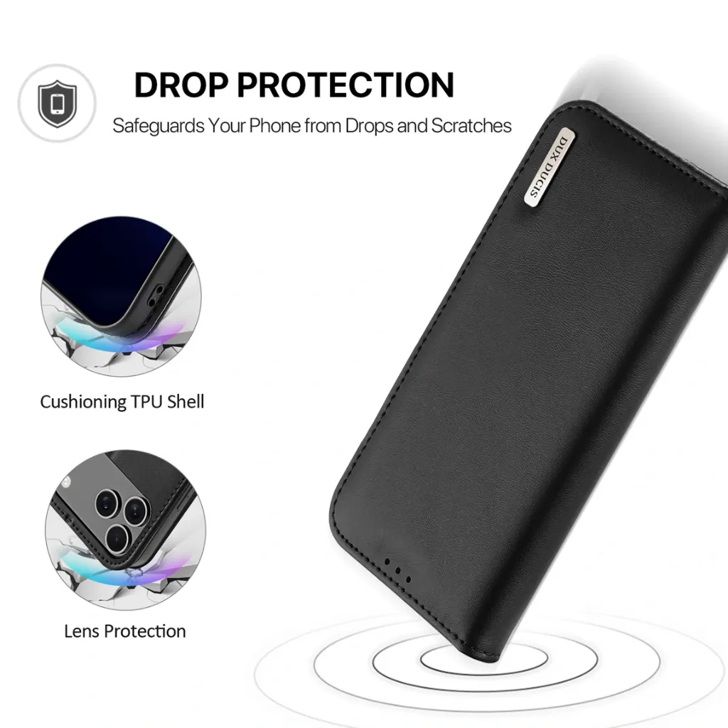 Dux Ducis Hivo Genuine Leather Book Case - iPhone 17 Pro Max - BLACK-5.webp