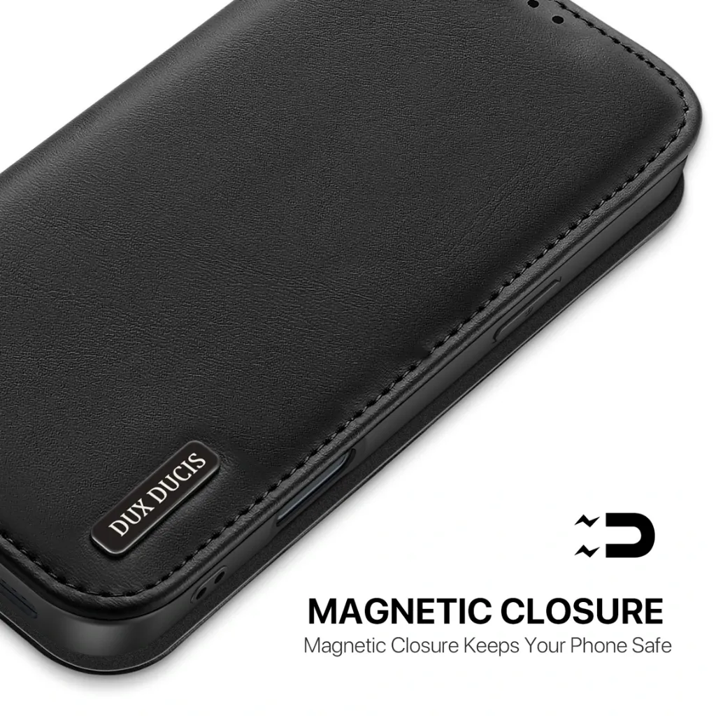 Dux Ducis Hivo Genuine Leather Book Case - iPhone 17 Pro Max - BLACK-6.webp