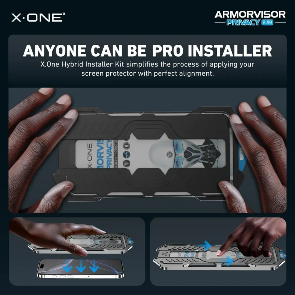 X-One Hybrid Polymer Impact – (Anti-Blue Light + Privacy) with Installer Kit For iPhone 17-11.webp