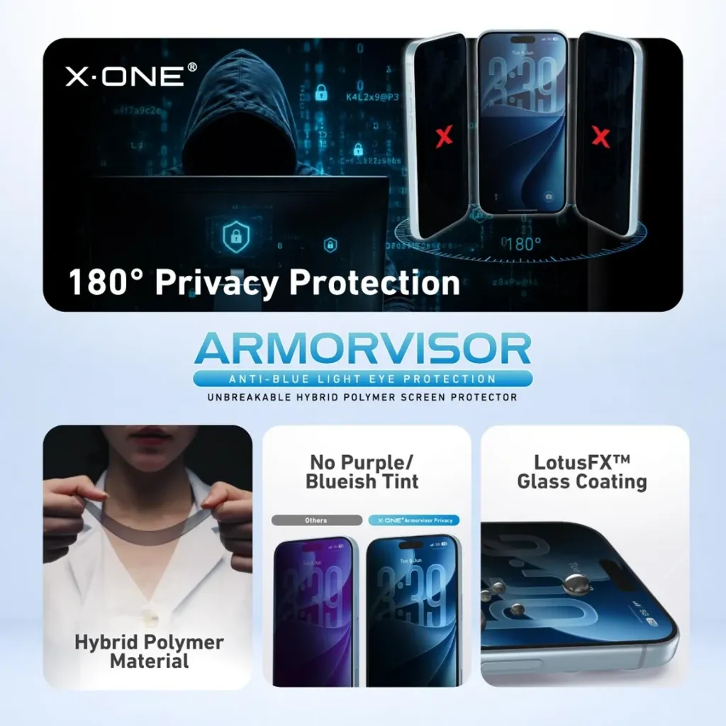 X-One Hybrid Polymer Impact – (Anti-Blue Light + Privacy) with Installer Kit For iPhone 18 Pro-3.webp