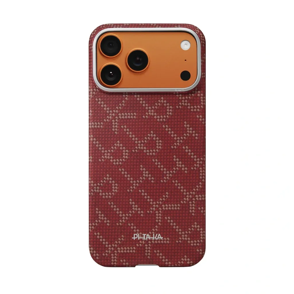 [70801401] PITAKA ULTRA SLIM CASE (EDGE) IPHONE 17 PRO MAX - MONOGRAM-GOLD/RED