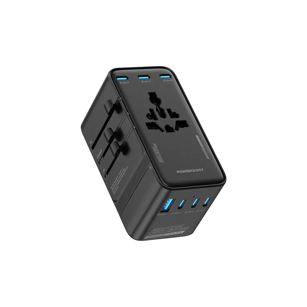 [75002301] Powerology Spetrova GaN Multi-Port Universal Adapter - Black