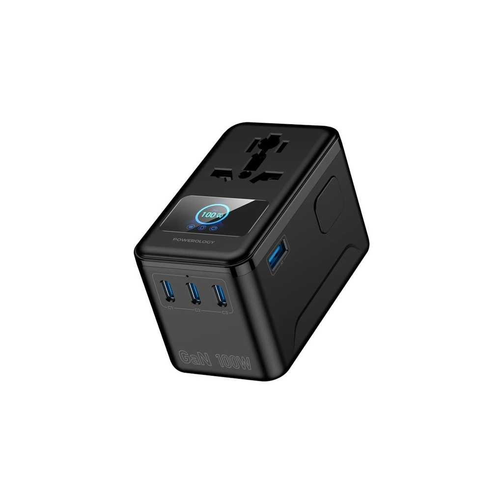 Powerology PD100W VOLTVOYA Gan Travel adapter - Black