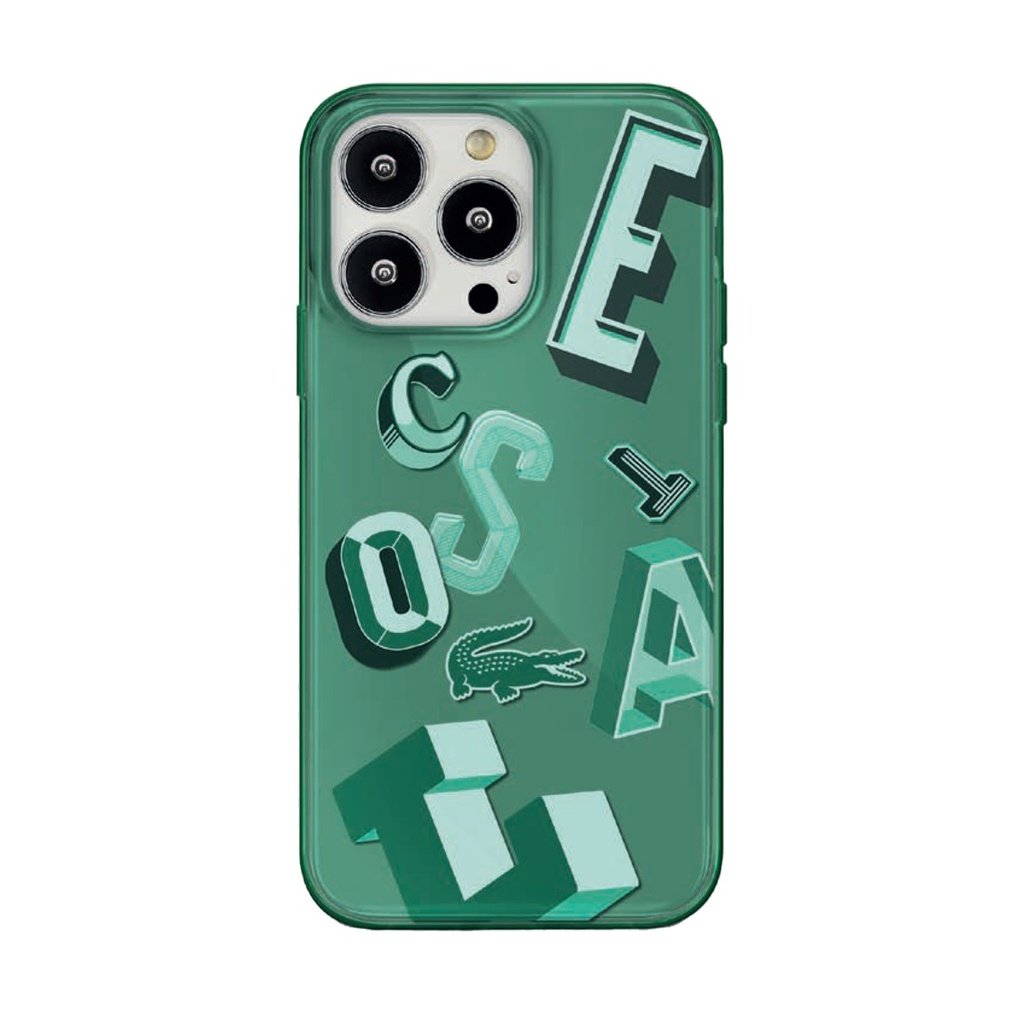 [73600101] Lacoste Hard Case IML Double Layer & Dyed Bumper Lettrines Compatible with iPhone 14 Pro Max - Green