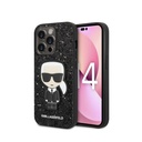 Karl Lagerfeld Glitter Flakes Case With Ikonik Patch For iPhone 14 Pro - Black