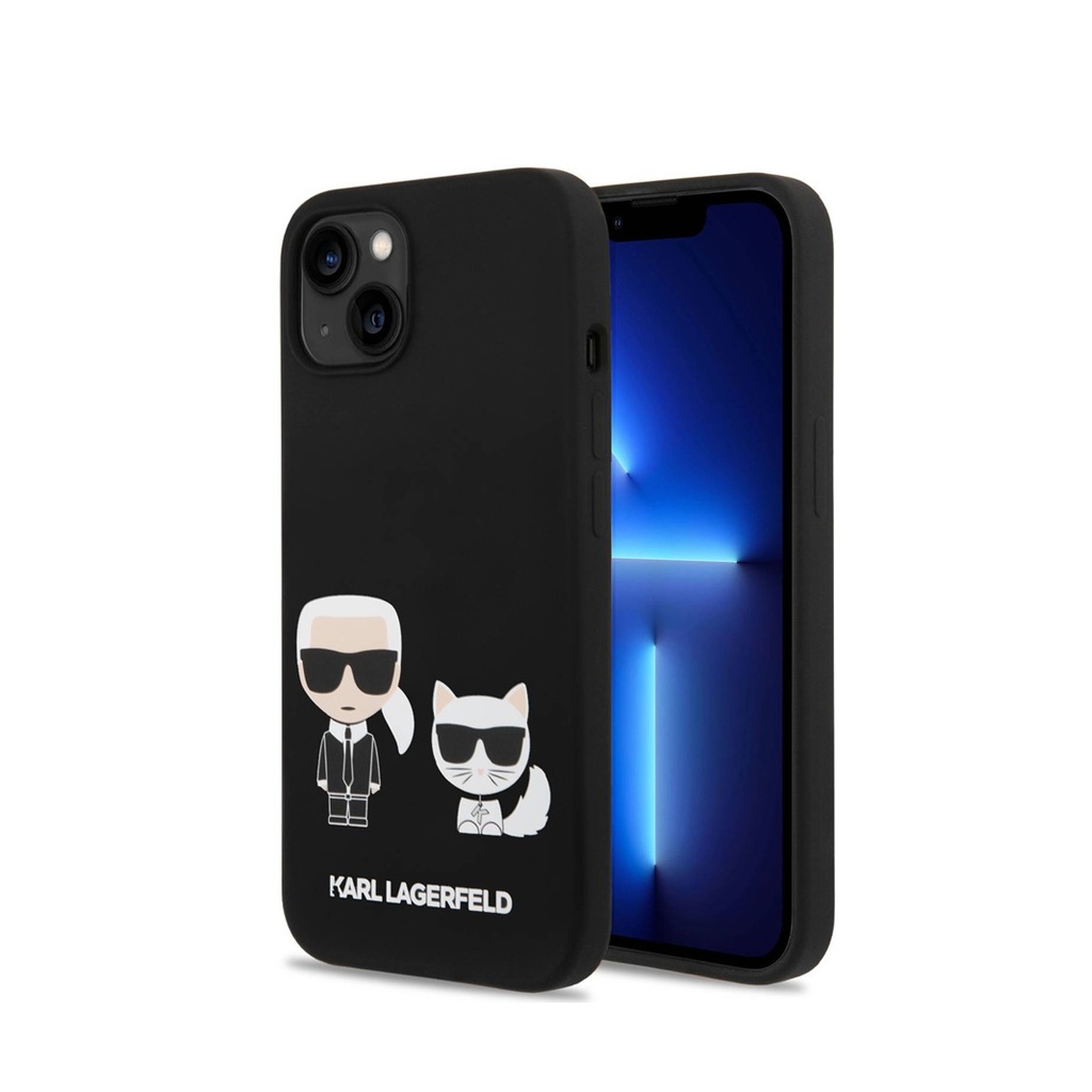 [73304701] Karl Lagerfeld Liquid Silicone Karl And Choupette Case for iPhone 14 - Black