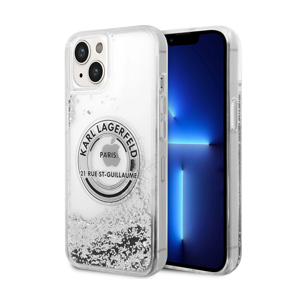 [73304501] Karl Lagerfeld Liquid Glitter RSG Hard Case for iPhone 14 Plus - Silver