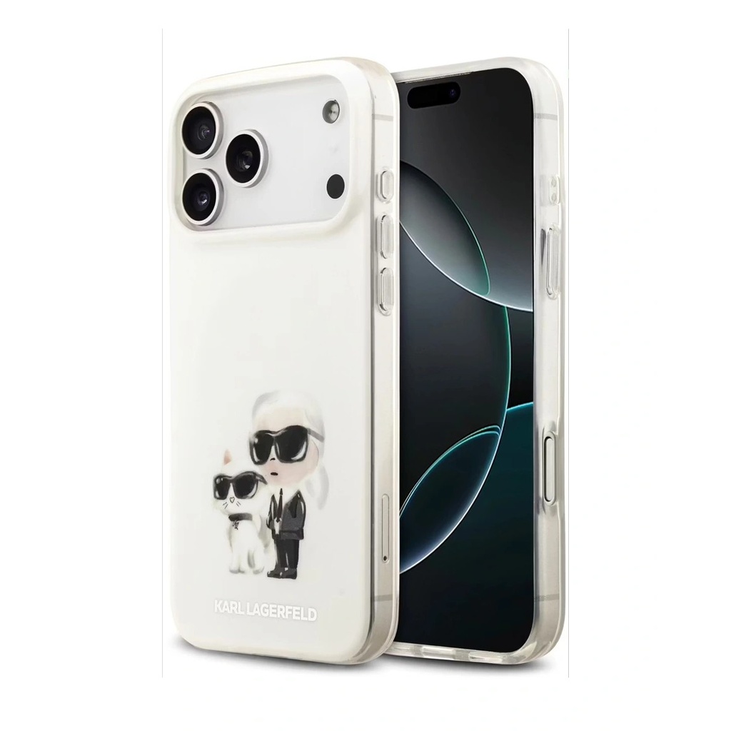 [73302801] Karl Lagerfeld Case Iml Aquarelle Karl & Choupette Heads iPhone 17 Pro Max White