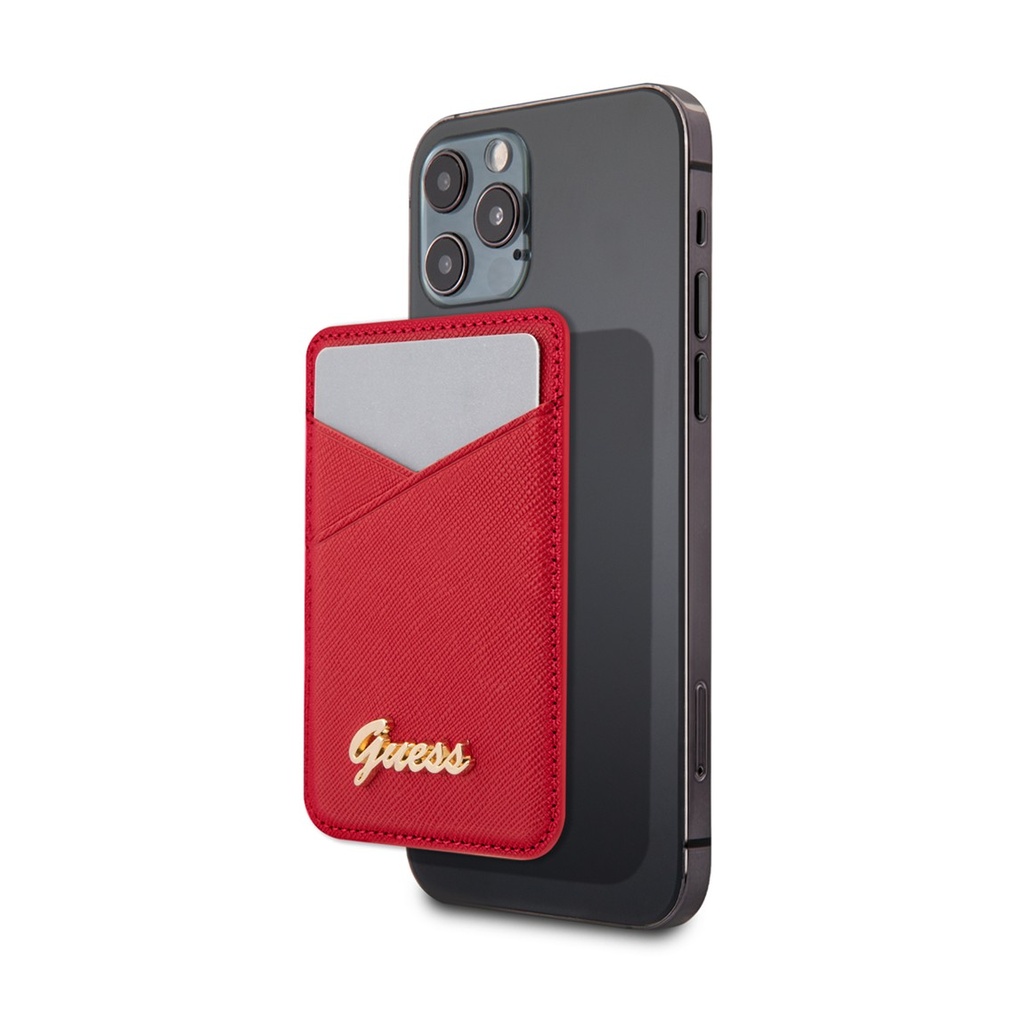 Guess Saffiano Script Wallet Cardslot with Magsafe - Red
