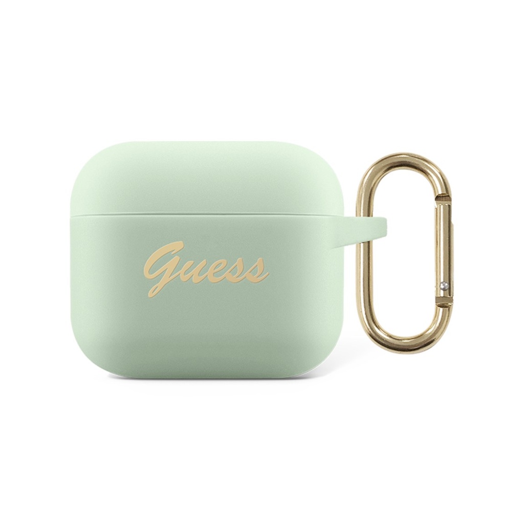 [73107501] Guess Silicone Printed Script Case with Ring for Airpods 3 - Green