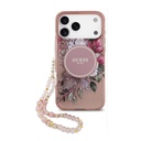 Guess case for iphone 17 pro max IML Flowers With Pearl Wrist Strap - Pink