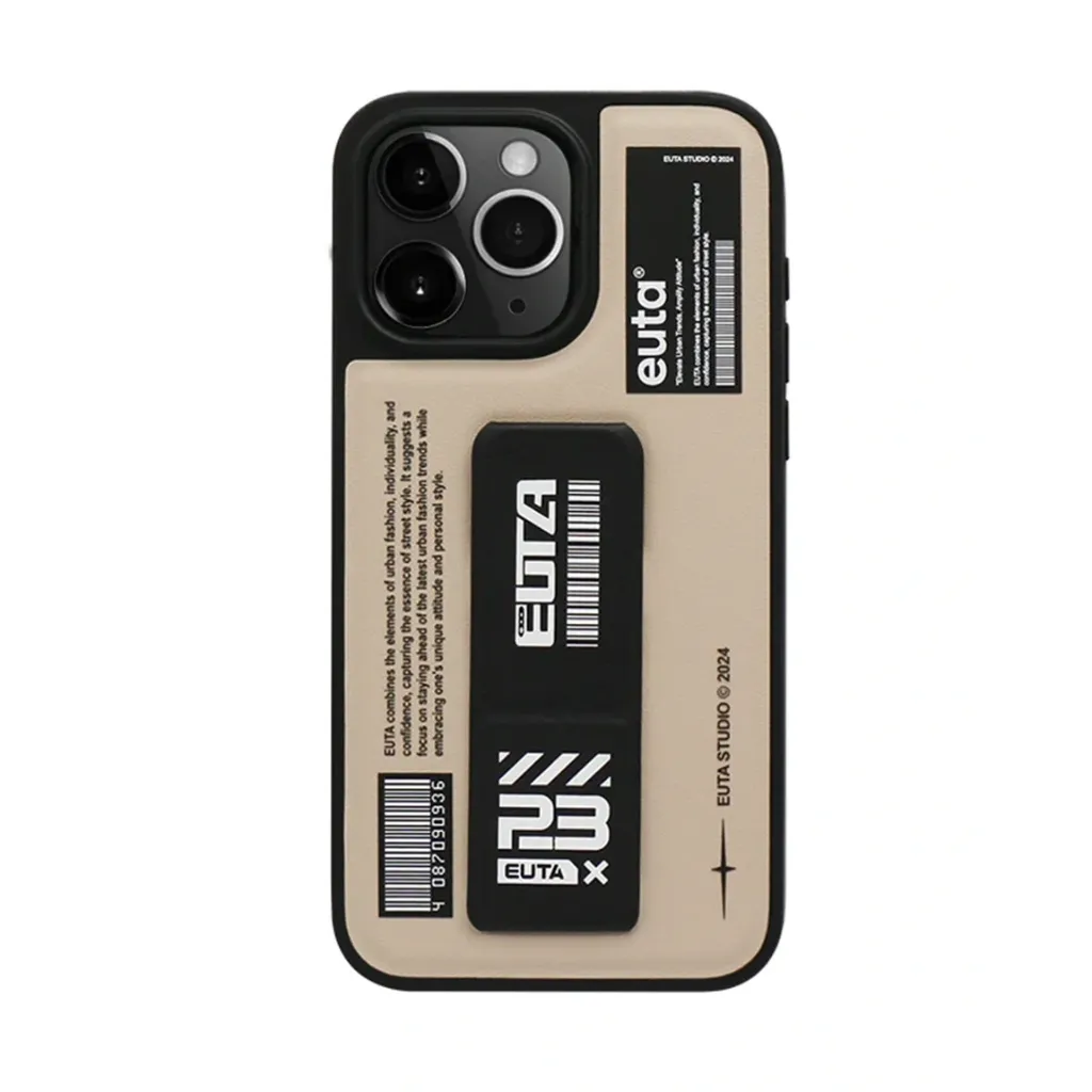 [72400101] EUTA Mag-Charge Leather Case with Extendable Grip Stand 16 Pro Max - Beige