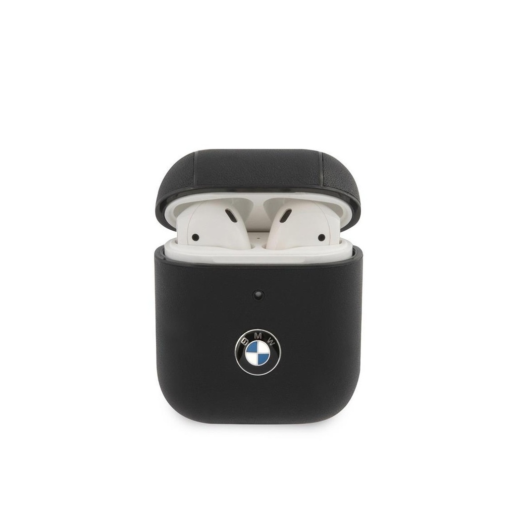 [71502501] BMW Signature Collection PC Leather Case with Metal Logo for Airpods 1/2 - Black
