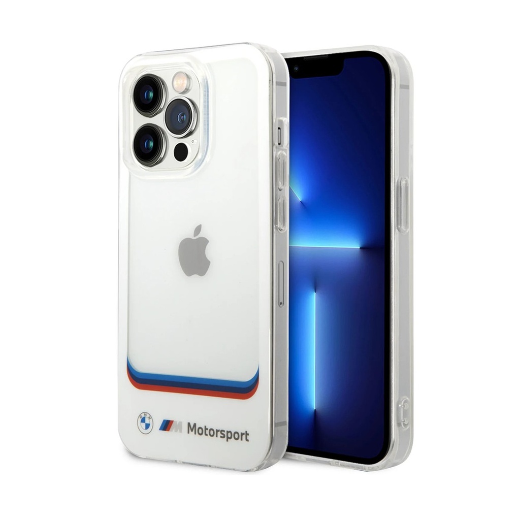 [71501801] BMW Motorsport Collection PC/TPU IML Case Big Square Transparent Area And Printed Bottom Logo For iPhone 14 Pro Max - White