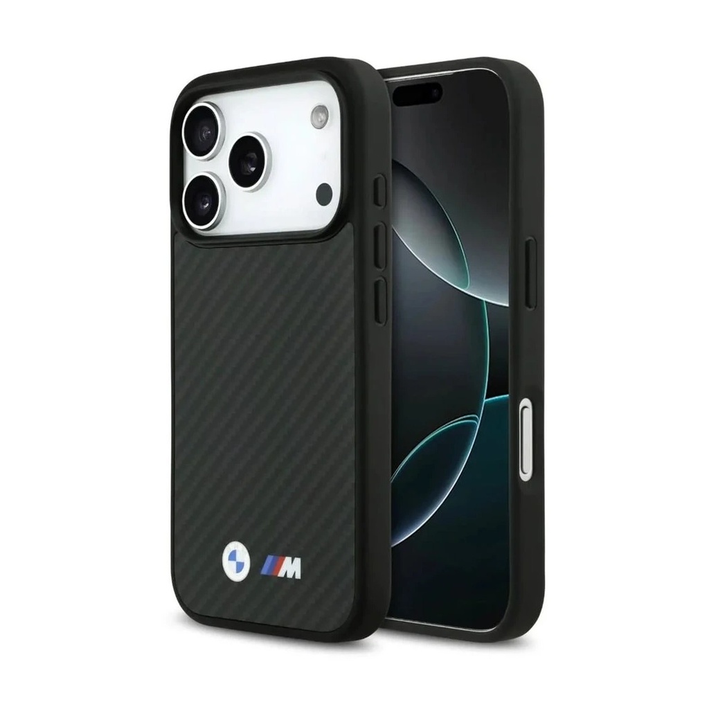 BMW MagSafe Kevlar Case With Metal Logos For iPhone 17 Pro Max - Black
