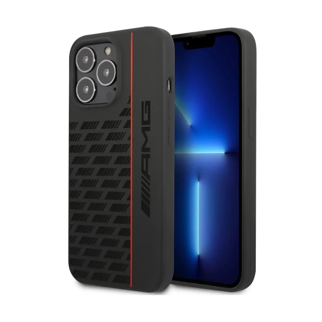 [70900301] AMG Liquid Silicone Case With Carbon Pattern For iPhone 14 Pro Max - Black