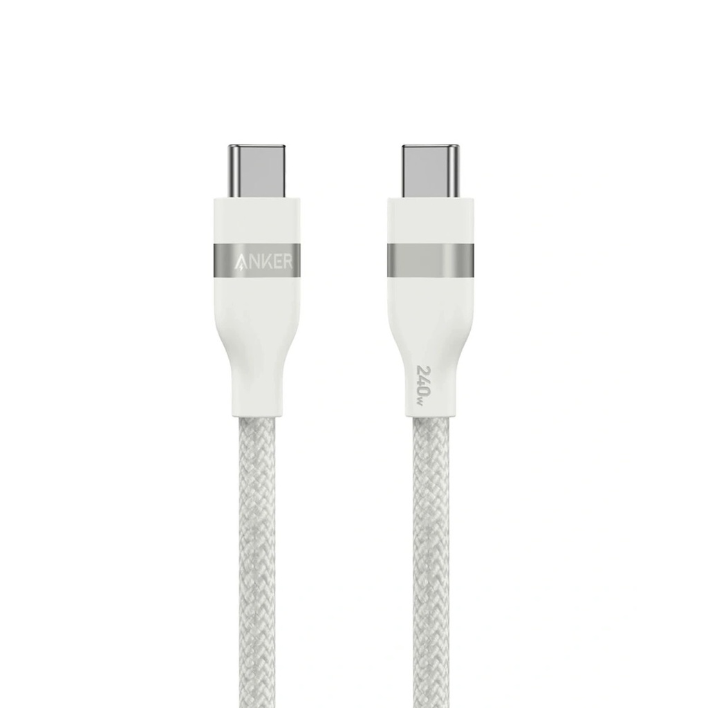 [71105001] Anker Prime USB C to USB C Cable, 240W 3 ft FastCharging USB C Cable, Upcycled-Braided White