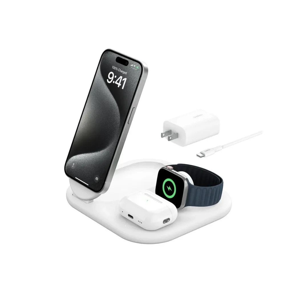 Belkin BoostCharge 3-in-1 Magnetic Foldable Wireless Charger with Qi2 15W