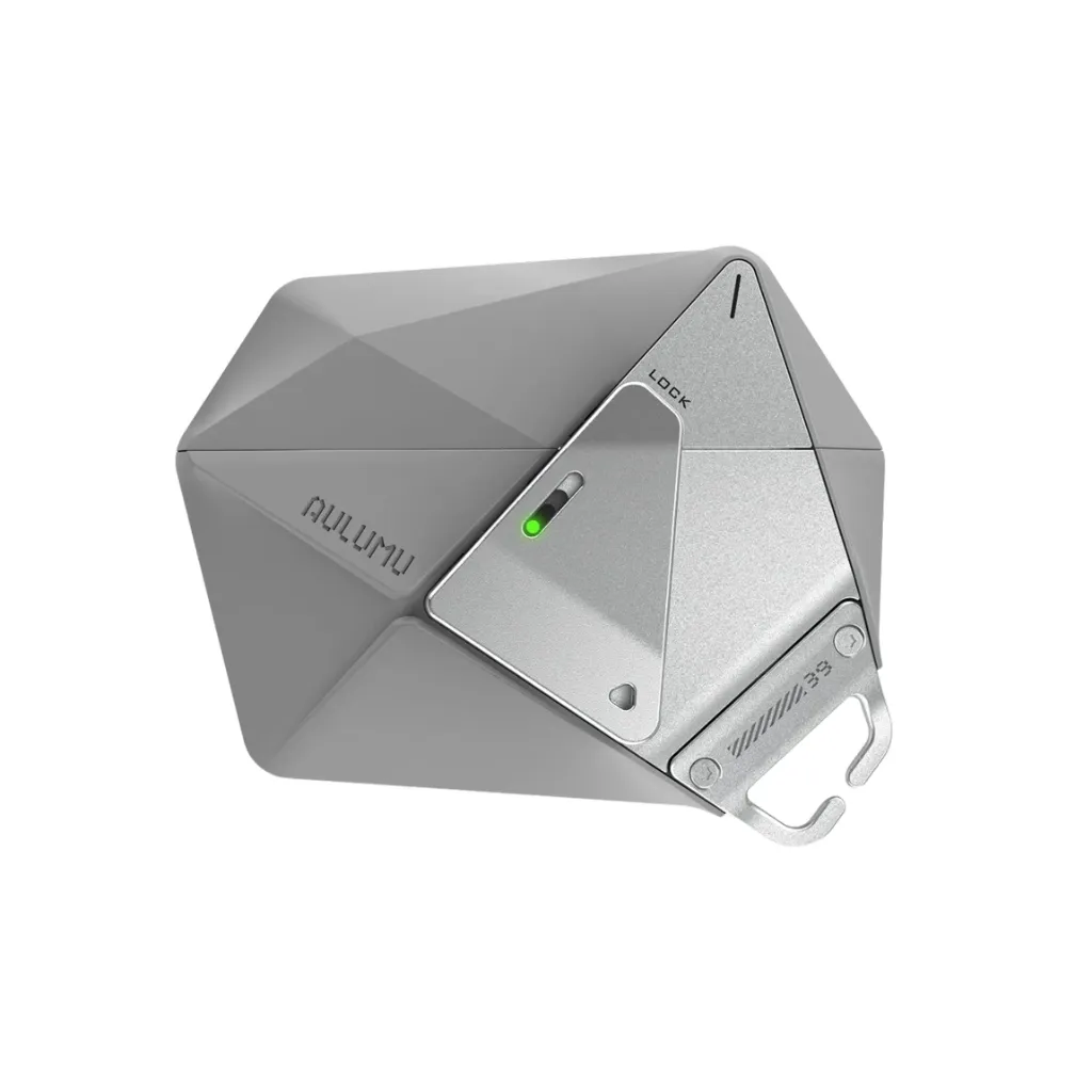 Aulumu A39 Geometric Case for AirPods Pro 3 | Lock & Lanyard - Gray