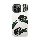 Lacoste Hard Case Liquid Silicone / Microfiber Allover Pattern Compatible with iPhone 14 Pro Max - White
