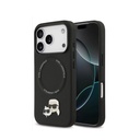 KARL LAGERFELD PU LEATHER CASE WITH KARL & CHOUPETTE HEAD PINS FOR IPHONE 17 PRO - BLACK