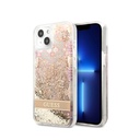 Guess Liquid Glitter Case With Flower Pattern For iPhone 14 - Gold