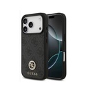 Guess for iPhone 17 Pro Case PU Leather Case with Classic & Strass Logo - Black