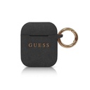 Guess Airpod Silicone Case Cover Ring Printed Logo - Black