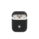BMW Signature Collection PC Leather Case with Metal Logo for Airpods 1/2 - Black