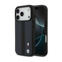 BMW PU Leather Case With Perforated Stripes & Metal Logos For iPhone 17 Pro Max - Navy/Black