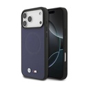 BMW MagSafe Full Wrapped Leather Case With Metal Logos For iPhone 17 Pro Max - Navy