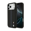 BMW PU Leather Case With Perforated Stripes & Metal Logos For iPhone 17 Pro Max - Black/Blue