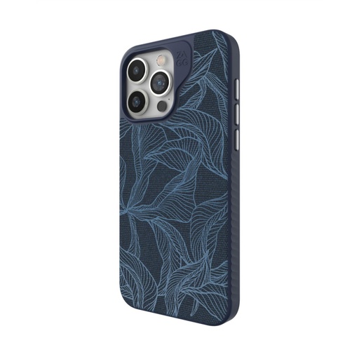 ZAGG - London Snap MagSafe Compatible Case with Stylish Fabric Exterior for Apple iPhone 15 Pro Max - Blue